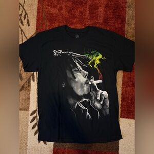 “Rasta Smoking Design” Black Graphic Tee- Size Large New